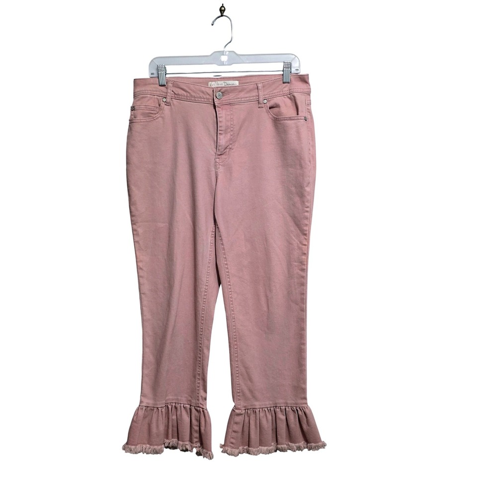 Est. 1946 Denim Womens Hi Rise Mauve Pink Ruffle Frayed Hem Cropped Jeans Size 8